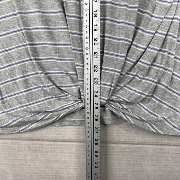 Nine Britton XXL Arella Tie Front Blouse Stitch Fix Gray Stripe Short Sleeve Tee - Picture 6 of 8